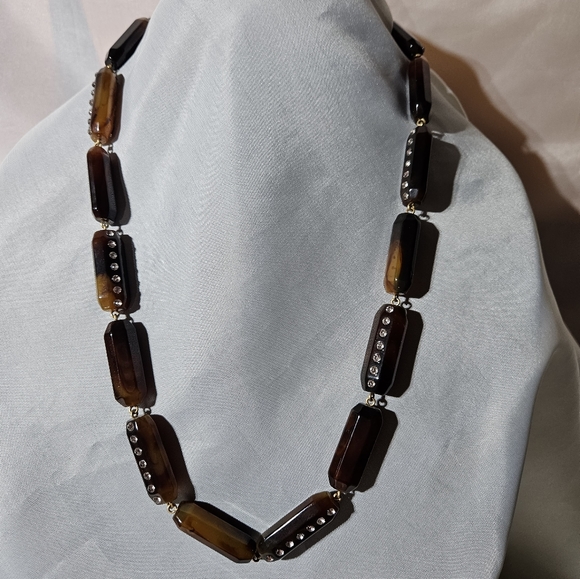 J Crew tortoise Lucite Ribbon necklace - Picture 1 of 2